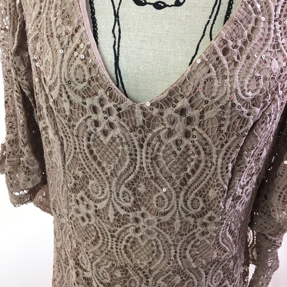 Blu Sage Sequin Gown Taupe 12 - Picture 6 of 16